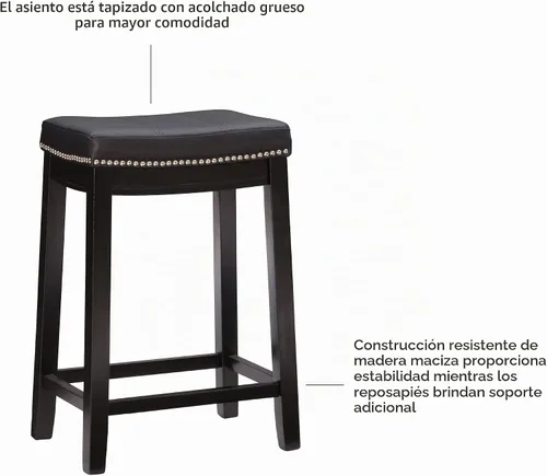 Vista 15 de Linon Claridge Taburete de mostrador, negro, 26 x 18 x 12.75 pulgadas