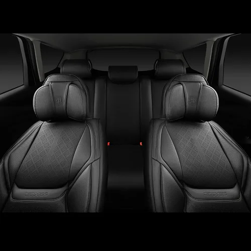 Vista 8 de CAR PASS Fundas de asiento de automóvil de piel de napa para 5 asientos, soporte lumbar de lujo, impermeables, transpirables, duraderas, todas