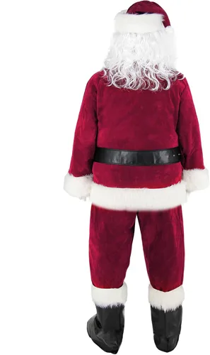 Vista 4 de ZIW Santa Claus Costume for Men 10pcs Deluxe Adults Santa Suit Christmas Xmas Santa Outfit