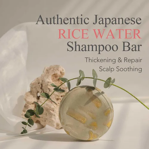 Vista 2 de IIBESA - Barra de champú de agua de arroz japonés, mejora la salud del cuero cabelludo y el engrosamiento del crecimiento del cabello, ingredientes
