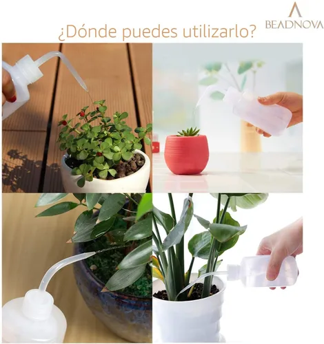 Vista 4 de BEADNOVA Botella exprimible para regar plantas, 8.5 fl oz, 8 onzas, botella pequeña de plástico exprimible para regar plantas de interior suculentas