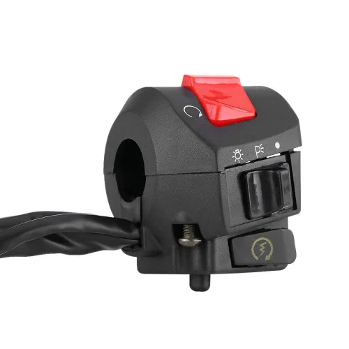 Vista 7 de Qiilu - Interruptor de manillar de motocicleta, 1 par de interruptor de montaje de manillar izquierdo y derecho de 7/8 pulgadas con bocina y control