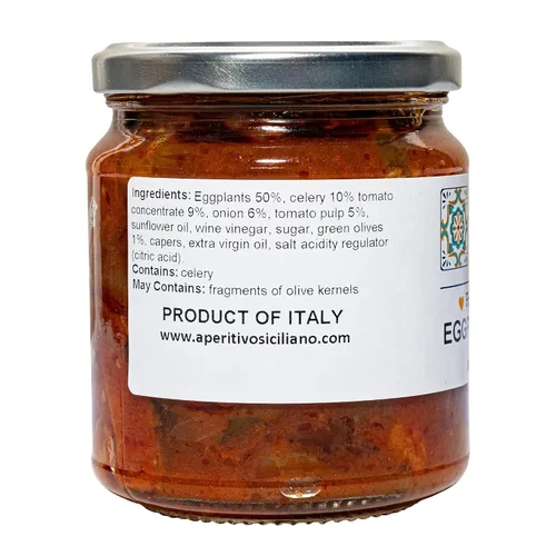 Vista 3 de Aperitivo Siciliano - Auténtica caponata de berenjena siciliana - Hecho a mano con ingredientes seleccionados cultivados en Sicilia - Paquete de 4