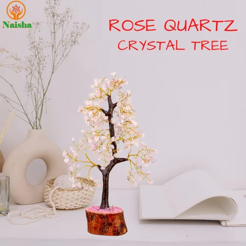 Vista 7 de NAISHA Árbol de la vida de cuarzo rosa, árbol de chakras para energía positiva, figura de Feng Shui, piedra preciosa hecha a mano, bonsái de árbol
