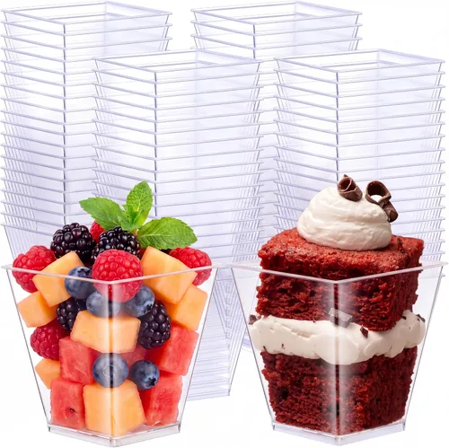 Vista 10 de Zubebe Paquete de 100 cuencos de helado con forma de flor de 10 onzas de Rojo rosa