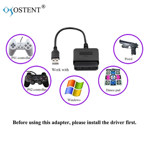Vista 2 de OSTENT USB 2.0 Controller Gamepad Joystick Adapter Converter Cable Cord for Sony PS1 PS2 Wired Controller to PC