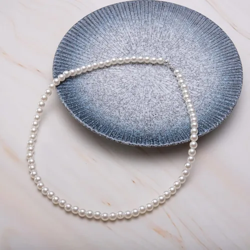 Vista 5 de Collar de perlas para hombre, collar de perlas redondas blancas, gargantilla de perlas, joyería de moda, regalo de joyería de moda, hecho a mano