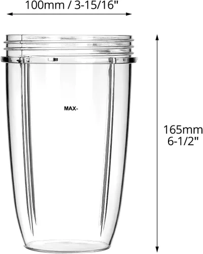 Vista 6 de QWORK Vaso de repuesto de 24 onzas, compatible con sistemas de mezcladora/mezcladora de 600 W y 900 W, paquete de 2 unidades, de plástico, apto
