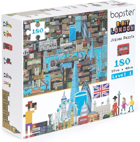 Vista 13 de Rompecabezas de 1000 piezas, estilo retro de 8 bits, rompecabezas de Londres de 1000 piezas para adultos, hechos con cartón 100% reciclado