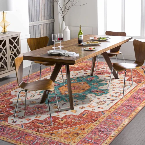 Vista 63 de Moynesa Alfombra ultra fina lavable de 2 x 3 pies, alfombra pequeña de cocina para entrada, interior, antideslizante, tapete vintage para puerta
