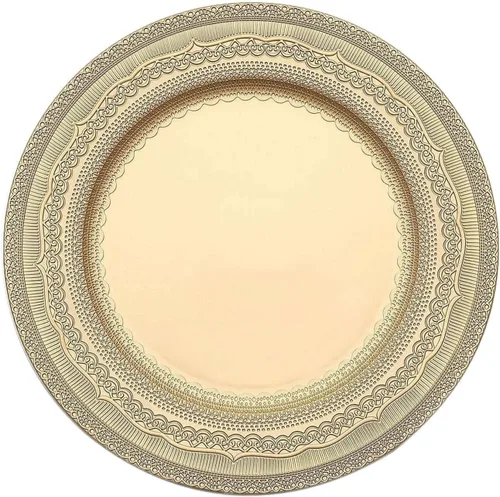 Vista 7 de Efavormart - Paquete de 6 platos de carga de plástico acrílico con relieve de encaje rústico dorado de 13 pulgadas