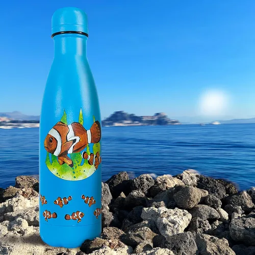 Vista 6 de NatureVac - Pez payaso de Deluxebase. Botella de agua de acero inoxidable con aislamiento térmico de 17 onzas. Frasco de vacío reutilizable y a