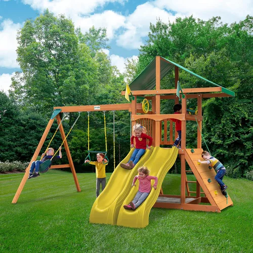 Vista 2 de Gorilla Playsets 01-0001-Y - Juego de columpio con pared de escalada ancha