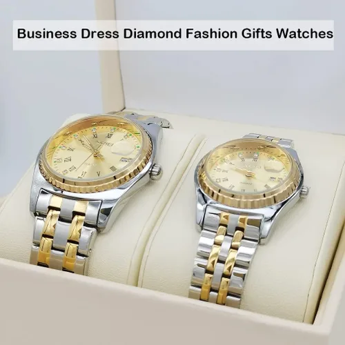 Vista 5 de SKMEI Watches for Couples Men and Women His and Hers Pair Watch Set Husband Wife Valentines Matching Wedding Gifts Classic Stainless Luxry Business