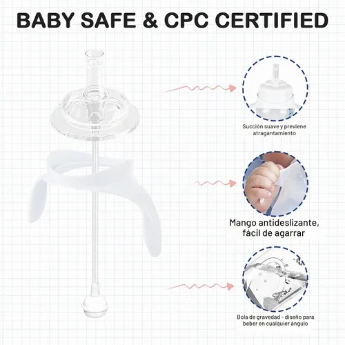 Vista 2 de Kit de conversión de vasos con popote para biberones anticólicos Philips Avent, tapa suave y popote con peso, kit de transición con asas, paquete