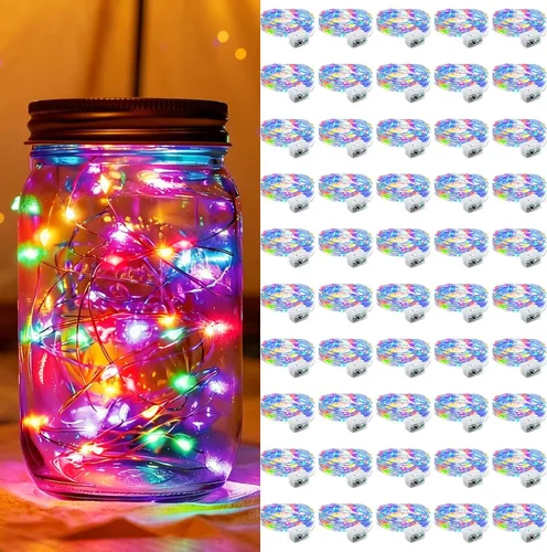 Vista 83 de Paquete de 6 luces de hadas a pilas con temporizador remoto, 8 modos de iluminación, 7 pies, 20 luces LED impermeables para Halloween, Navidad