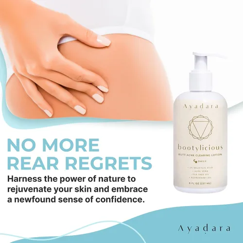 Vista 5 de Loción y crema para eliminar el acné de glúteos, 8 onzas con ácido salicílico, crema suavizante para glúteos y loción limpiadora para mujeres