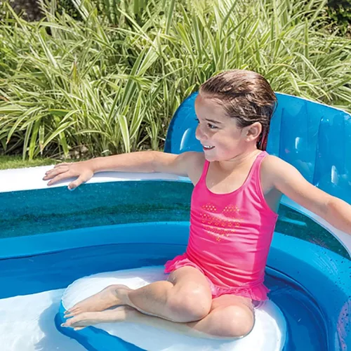 Vista 3 de Redondo con bomba inflable gratis, piscina familiar de tamaño completo, piscina inflable para niños, adultos, niños pequeños a partir de 3 años, al