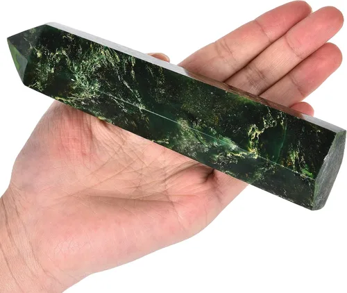 Vista 32 de AMOYSTONE Obelisco de Piedra de Sangre Africana Varita de Cristal Curativo Grande Torre Columna Facetada de 6 Lados Reiki Chakra Meditación Terapia