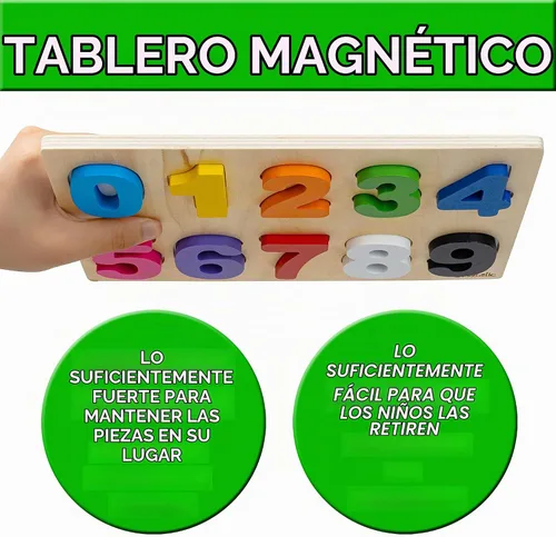 Vista 3 de Rompecabezas de números educativos de madera magnética - Aprende números y juguete de reconocimiento de color - Juego preescolar para niños pequeños