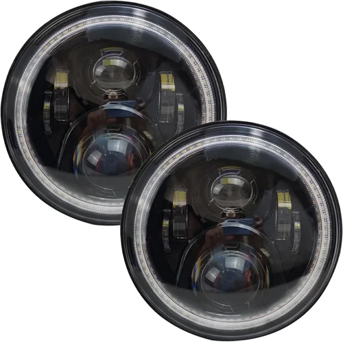 Vista 6 de Faros redondos LED de 7 pulgadas con halo DRL blanco, señal de giro ámbar, compatibles con JK JKU TJ