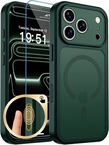 Vista 155 de zapica Funda magnética para iPhone Air, con protector de pantalla de vidrio templado, compatible con MagSafe, translúcida mate, a prueba de golpes