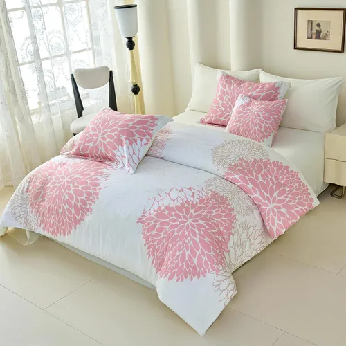 Vista 5 de Koniroom 6-Piece Pink Comforter Set Twin Size - Reversible Beige White Flower Bed in a Bag with Sheets, Pillowcases, Shams, and Decorative Pillow
