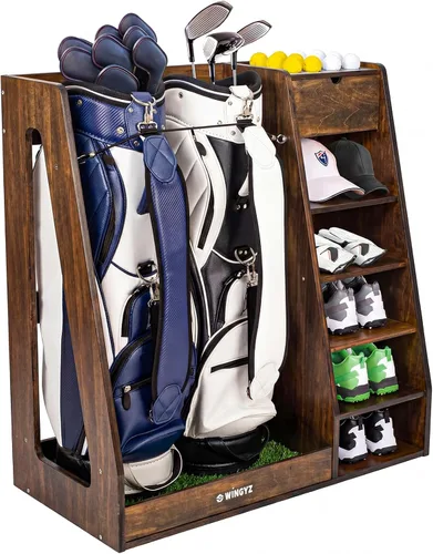 Vista 12 de WINGYZ Almacenamiento de bolsas de golf para 2 bolsas, organizador de Negro
