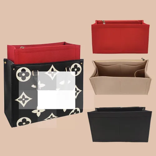 Vista 3 de D.DUO Organizador de bolso con cremallera, organizador de mano para LV ONTHEGO (L, (14.5 x 6.7 x 7.8), negro)