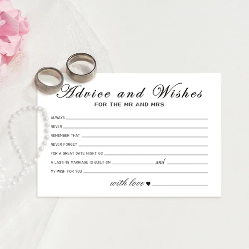 Vista 3 de Tarjetas de consejos y deseos para las nuevas parejas, señor y señora, novia y novio, recién casados, 50 tarjetas perfectas de consejos de boda