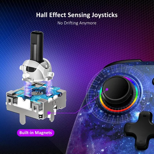 Vista 2 de NexiGo Controlador de efecto Hall (sin deriva, sin zona muerta) con joystick de detección Hall para interruptorSwitch LiteOLED, controlador