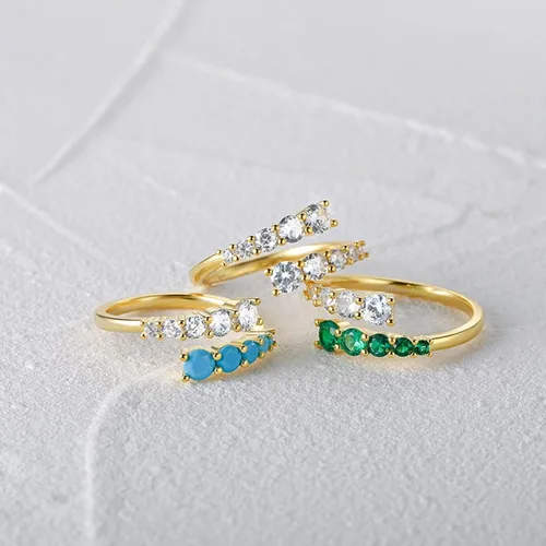 Vista 4 de Bridal Wedding Ring, Women's Eternity Rings Vintage Open Ring Adjustable with Round Shape Moissanite Yellow Gold
