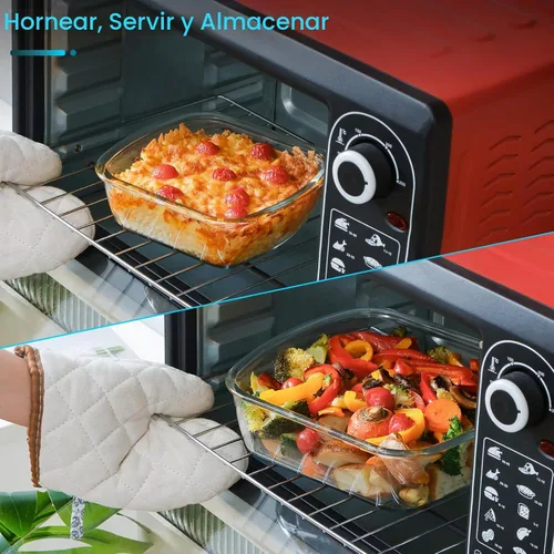 Vista 6 de NUTRIUPS Juego de 2 fuentes cuadradas para hornear de vidrio de 9 x 9 y 7 x 7 pulgadas con tapa, molde para hornear profundo, apto para horno