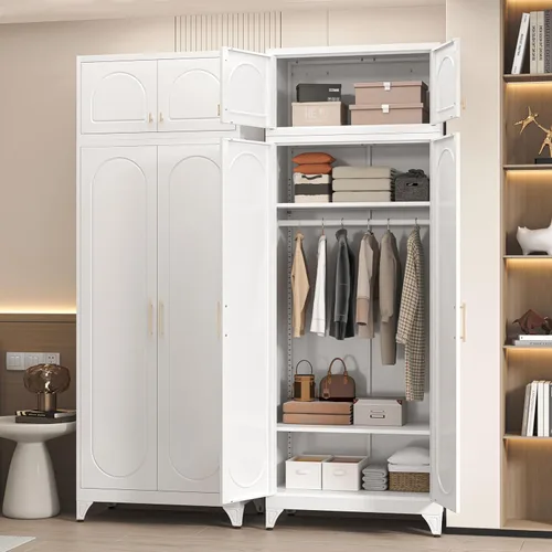 Vista 22 de Gabinete de Pared de Metal de 81 cm con 2 Puertas, Gabinetes Colgantes Negros con Manija, Gabinetes de Vestir de Metal, Armario Vestidor Clóset