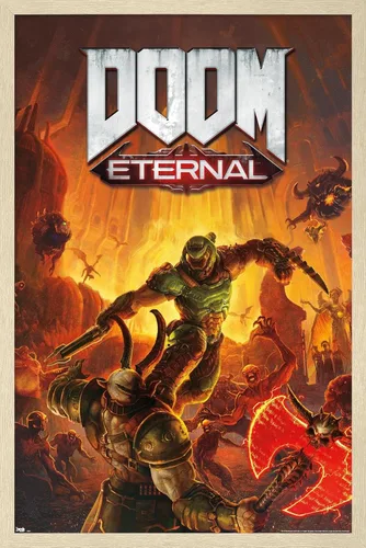 Vista 11 de Trends International Doom Eternal - Póster de pared Marauder, 22.4 pulgadas de largo x 14.7 pulgadas, versión enmarcada en madera de granero