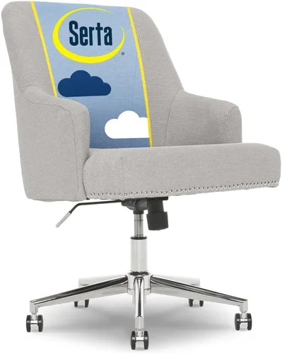 Vista 5 de Serta Leighton - Silla de escritorio para oficina en casa, elegante respaldo medio con clavos cromados, cojín de espuma viscoelástica y brazos