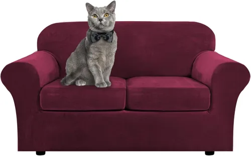 Vista 19 de ShowyLive Fundas para silla de sala de estar, funda elástica para sillón de felpa de terciopelo con 1 cojín separado, protector elástico de muebles