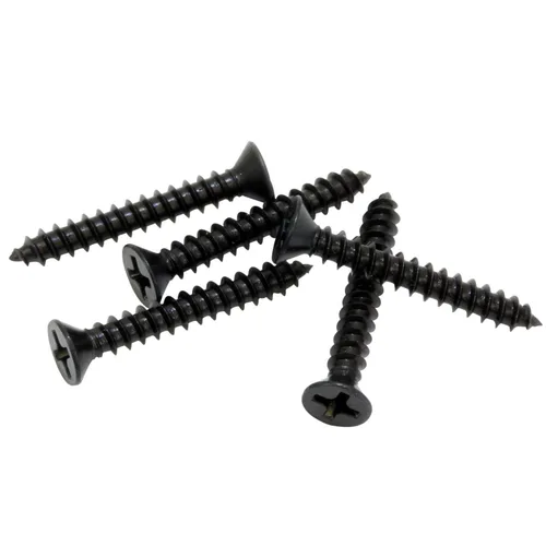 Vista 10 de Bolt Dropper Tornillos para madera #8 x 1 pulgada, paquete de 100 – Tornillo Phillips de cabeza plana de acero inoxidable recubierto de xylan negro