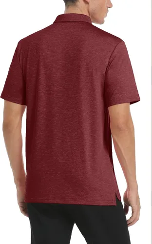 Vista 3 de TACVASEN Polo de golf para hombre, mangas de 3 botones, estilo casual, senderismo, con cuello