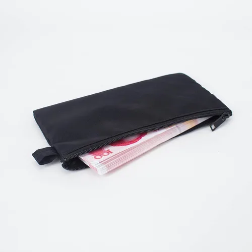 Vista 7 de Bolsa de dinero con cremallera, nailon, negro, unisex para adultos