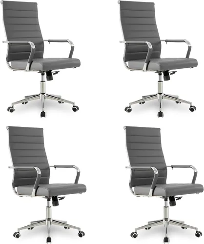 Vista 48 de Okeysen Office Desk Chair, Ergonomic Leather Modern Conference Room Chairs, Executive Ribbed Height Adjustable Swivel Rolling Chair for Home Office