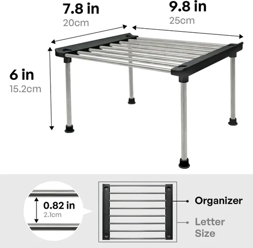 Vista 3 de carrotez Estante organizador de gabinete, juego de 2 estantes apilables para mostrador de cocina, organizadores y almacenamiento de gabinetes