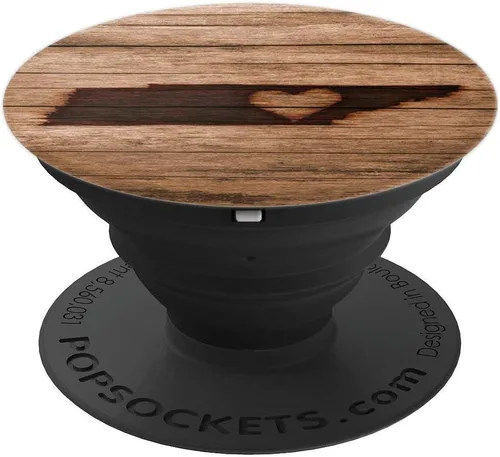 Vista 4 de Enchufe Pop de madera con diseño de mapa del estado del corazón de Tennessee – PopSockets Grip y soporte para teléfonos y tabletas