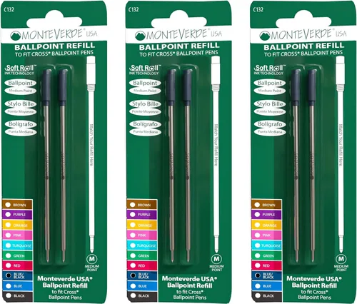 Vista 28 de Monteverde Recambios de bolígrafo suave USA para adaptarse a bolígrafos cruzados, punta media, tinta negra, paquete de 6 – Solución de escritura