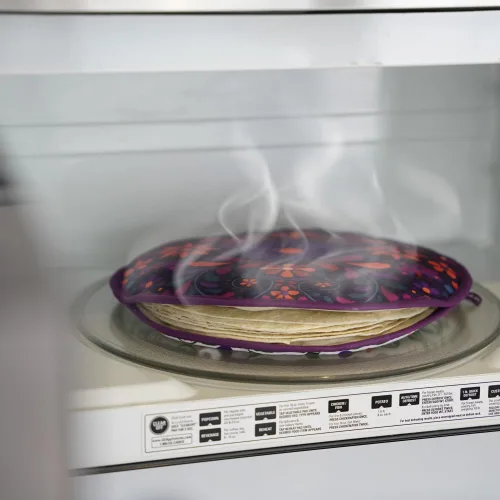 Vista 5 de Sophix Bolsa para calentar tortillas, tamaño grande de 12 pulgadas, este soporte de tela con aislamiento térmico mantiene las tortillas, el pan Naan