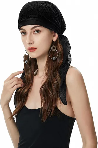 Vista 11 de ZLYC Gorro de quimioterapia para la cabeza preatado, gorro ligero para Verde (Lace Green)
