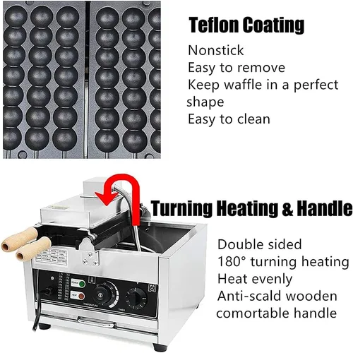 Vista 5 de Máquina para hacer brochetas de bola, Máquina para hacer gofres Takoyaki, antiadherente Takoyaki Codorniz Huevo Pinchos Bandeja para hornear