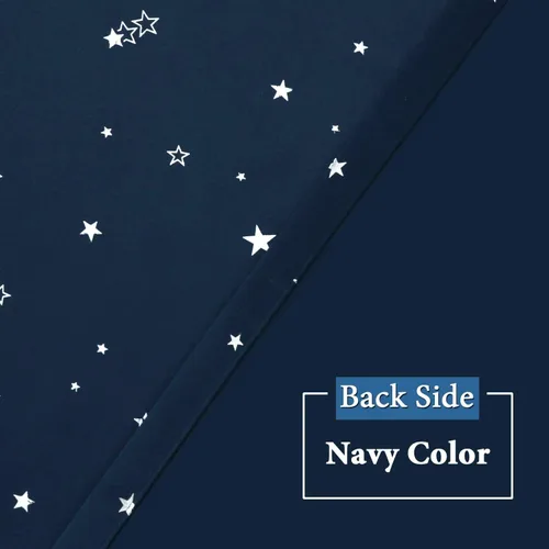 Vista 2 de H.VERSAILTEX Cortinas opacas con estrellas para habitación de niños y niñas, con aislamiento térmico, bonitas cortinas gruesas y suaves, con ojales