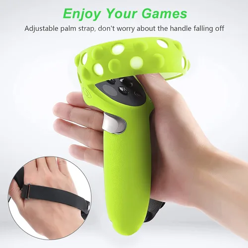 Vista 3 de Compatible with MetaOculus Quest 2 Accessories Lengthening Controller Grip Cover with Battery Opening VR Shell Cover Silicone face Cover