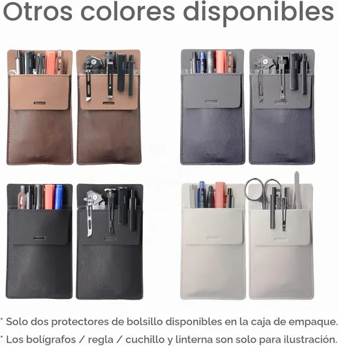 Vista 7 de diodrio Protector de bolsillo para hombre, soporte de bolsillo de cuero Negro